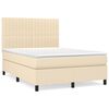 vidaXL Boxspring met matras stof cr&egrave;mekleurig 140x200 cm