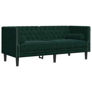 vidaXL Tweezitsbank Chesterfield-stijl en bolsters fluweel donkergroen
