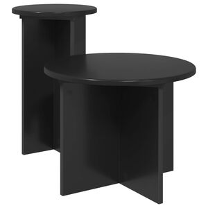 vidaXL Bijzettafelset 2 st Zwart eiken &Oslash; 45 x 35 cm Bewerkt hout