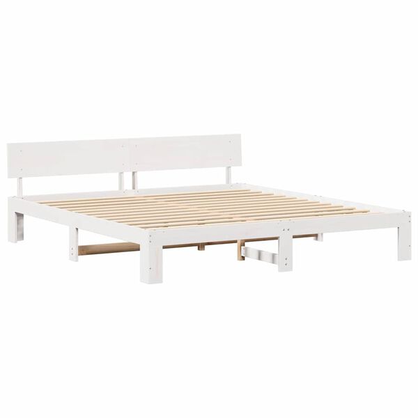 vidaXL Bedframe met hoofdeinde Wit 200 x 200 cm Massief grenenhout