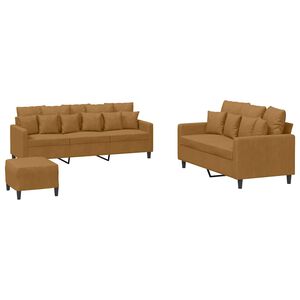 vidaXL 3-delige Loungeset met kussens fluweel bruin