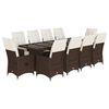 vidaXL 11-delige Bistroset met kussens poly rattan bruin