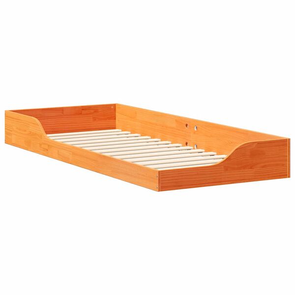 vidaXL Bedframe Wasbruin 100 x 220 cm Massief grenenhout