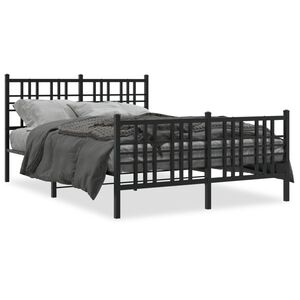 vidaXL Bedframe met hoofd- en voeteneinde metaal zwart 140x200 cm