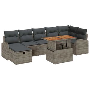 vidaXL Tuin Sofa Set 8 st Grijs poly rattan