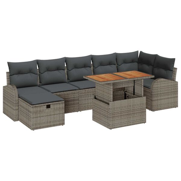 vidaXL Tuin Sofa Set 8 pcs Grijs poly rattan
