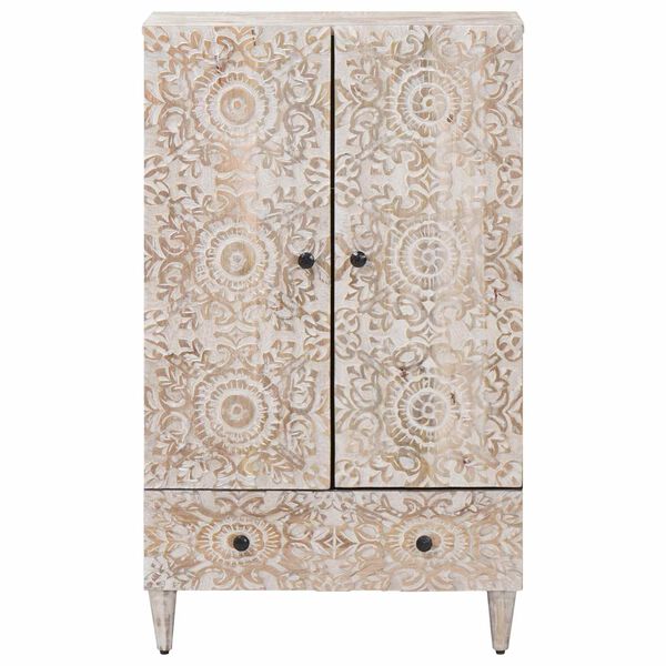 vidaXL Hoge Kast met lade Wit 60 x 33,5 x 100 cm Massief Mango Hout