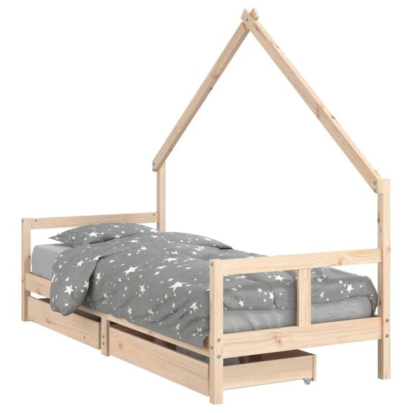 vidaXL Kinderbedframe met lades 80x200 cm massief grenenhout