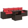 vidaXL 5-delige Loungeset met kussens poly rattan acacia bruin