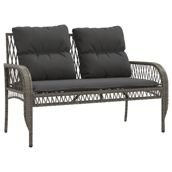 vidaXL 4-delige Loungeset met kussens poly rattan grijs