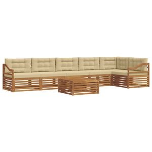 vidaXL Buiten bankenset met kussen 7 pcs Natuurlijk en Beige