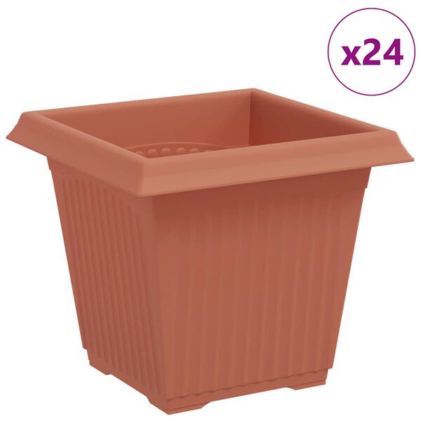 vidaXL Vierkante Bloempot 24 pcs Baksteenrood 16 x 16 x 14 cm