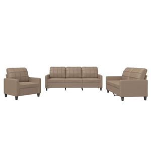 vidaXL 3-delige Loungeset met kussens kunstleer cappuccino