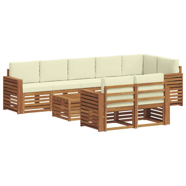 vidaXL Sofa-Sets 9 pcs Natuurlijk en Cr&egrave;me Massief Acaciahout