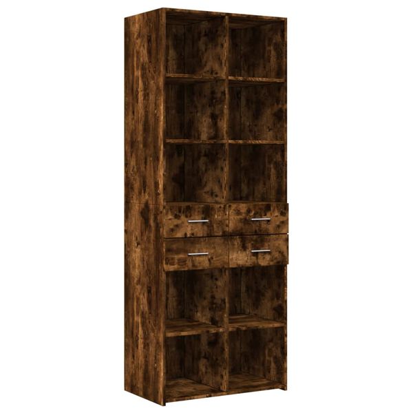 vidaXL Hoge kast 70x42,5x185 cm bewerkt hout gerookt eikenkleurig