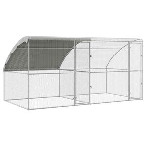 vidaXL Kippenhok 2 st Zilver 400 x 200 x 200 cm Staal en PE
