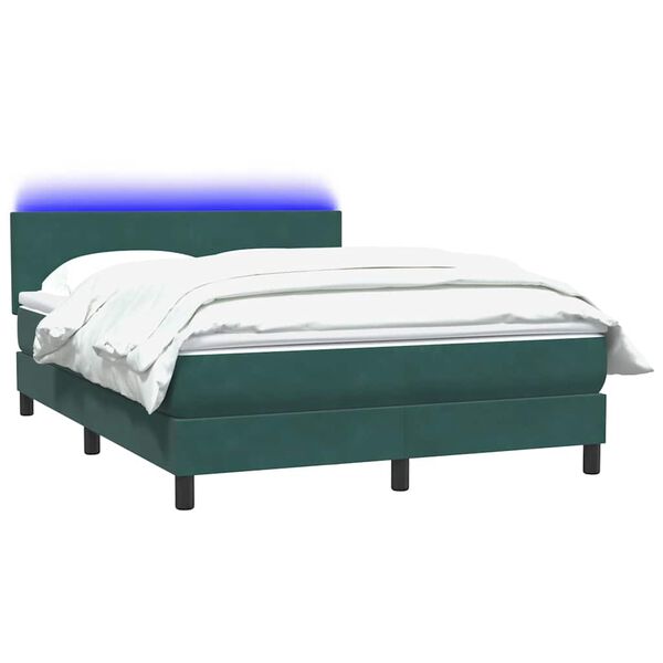 vidaXL Boxspring met matras en LED fluweel donkergroen 160x220 cm