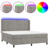 vidaXL Boxspring met matras en LED fluweel lichtgrijs 180x200 cm