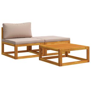 vidaXL Hoekbank met kussens 100 % polyester Massief Acacia Naturel