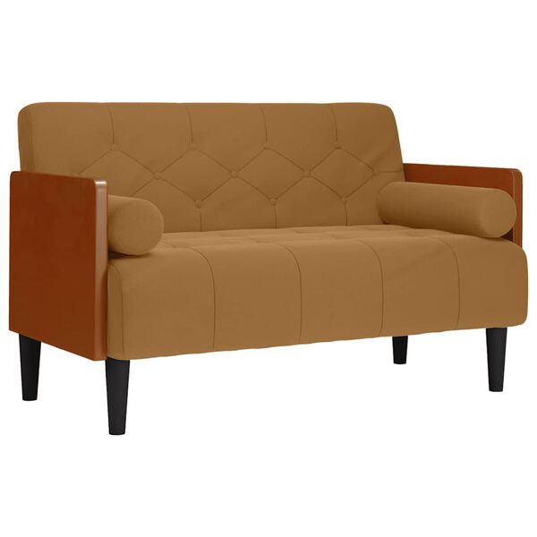 vidaXL Loveseat bank met bolsters bruin 110 cm fluweel