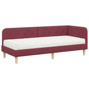 vidaXL Hoekbedframe Wijnrood 80 x 200 cm Stof