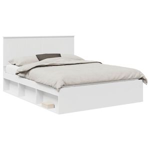 vidaXL Bedframe met hoofdeinde Wit 150 x 200 cm Massief grenenhout