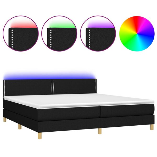 vidaXL Boxspring met matras en LED stof zwart 200x200 cm