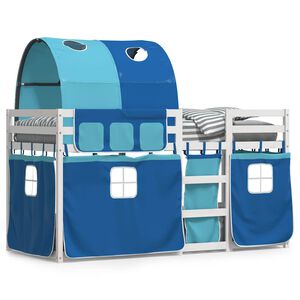vidaXL Stapelbed met gordijnen 80x200 cm massief grenenhout blauw