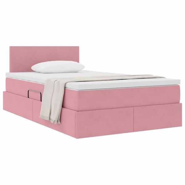 vidaXL Opslag bed met matras met hoofdeinde Roze 120 x 200 cm Fluweel