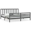 vidaXL Bedframe met hoofdbord massief hout grijs 200x200 cm