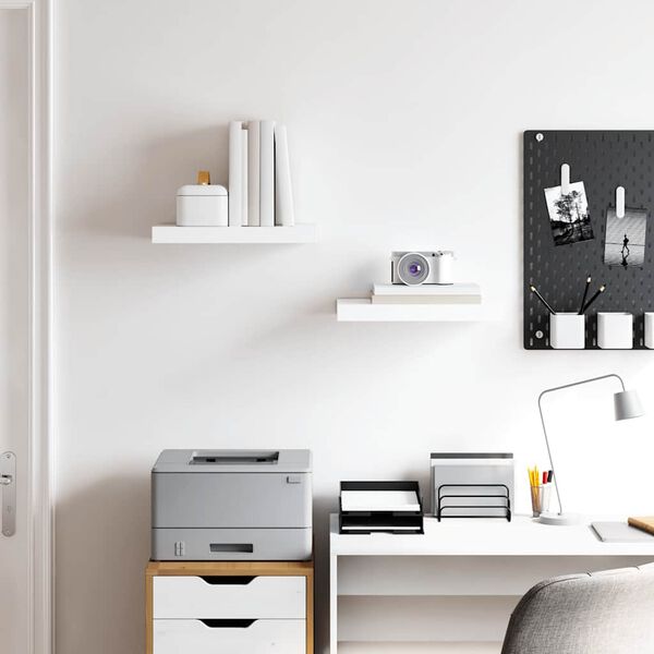 vidaXL Wandschappen zwevend 2 st 40x23x3,8 cm MDF hoogglans wit