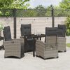 vidaXL Tuin eettafelset met kussen 5 pcs Grijs poly rattan
