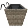 vidaXL Plantenbakken 2 st met haken poly rattan grijs