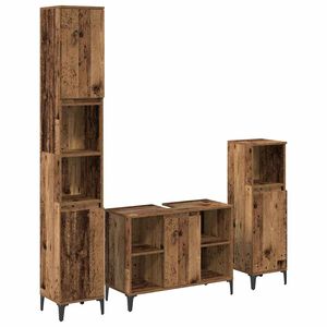vidaXL Badkamermeubelset met plank 3 pcs Oud hout Bewerkt hout