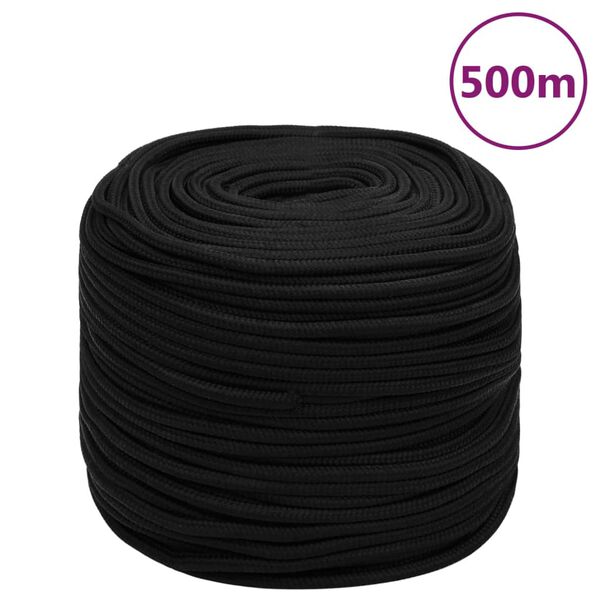 vidaXL Werktouw 6 mm 500 m polyester zwart