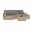 vidaXL 6-delige Loungeset met kussens poly rattan beige