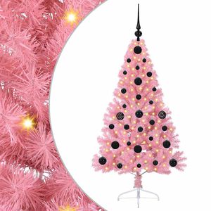 vidaXL Kunstmatig Voorverlicht Kerstboom met 150 LED Roze 120 cm PVC