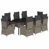 vidaXL 9-delige Tuinset met kussens poly rattan grijs