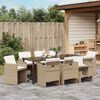 vidaXL Tuin eettafelset 9 pcs Beige poly rattan