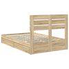 vidaXL Opslag bed met lade Sonoma Eiken 135 x 190 cm Bewerkt hout
