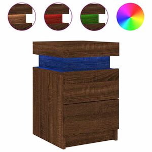 vidaXL Nachtkastje met LED-verlichting 35x39x55 cm bruin eikenkleur