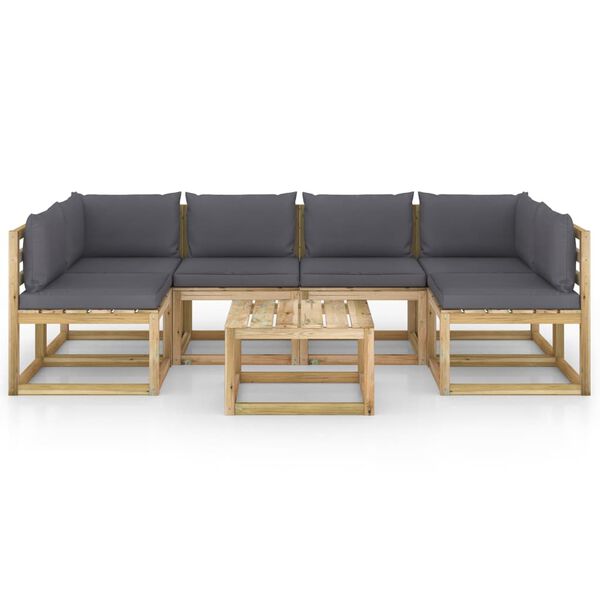 vidaXL 7-delige Loungeset met kussens ge&iuml;mpregneerd grenenhout