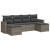 vidaXL 6-delige Loungeset met kussens poly rattan grijs