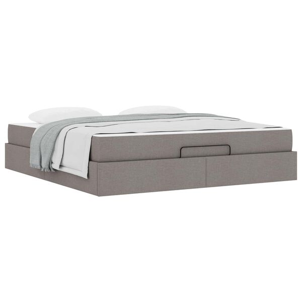 vidaXL Bedframe met matras met matras 2 pcs Taupe Stof