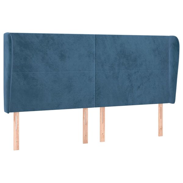 vidaXL Hoofdbord met randen 203x23x118/128 cm fluweel donkerblauw