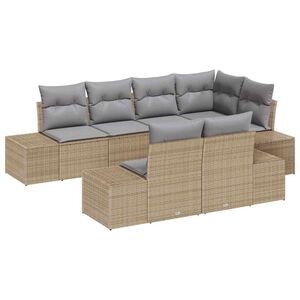 vidaXL Tuinbankenset 7 st Beige en Licht Grijs poly rattan