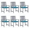 vidaXL Tuinstoelen 6 st met kussens massief acaciahout grijs