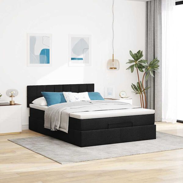vidaXL Bed met matras 140x190 cm stof zwart