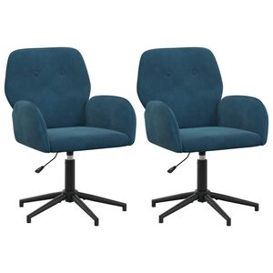 vidaXL Draaiende Bureaustoelen 2 st 54 x 55 x 90 cm Blauw fluweel
