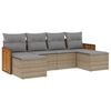 vidaXL 6-delige Loungeset met kussens poly rattan beige